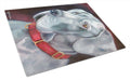 Great Dane Natural Ears Red Collar Cutting Board Tempered Glass Kitchen Cutting Surface, Heat Resistant Chopping, Non-Slip Feet, Food Prep & Serving
