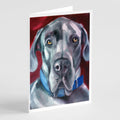 Great Dane Natural Ears Blue Collar Greeting Cards Pack of 8 Blank Cards with Envelopes Whimsical A7 Size 5x7