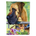 Great Dane Natural Ears Fawn in Flowers House Flag 28x40 Porch Sleeve Pole Decorative Outside Yard Banner Artwork Wall Hanging, Polyester