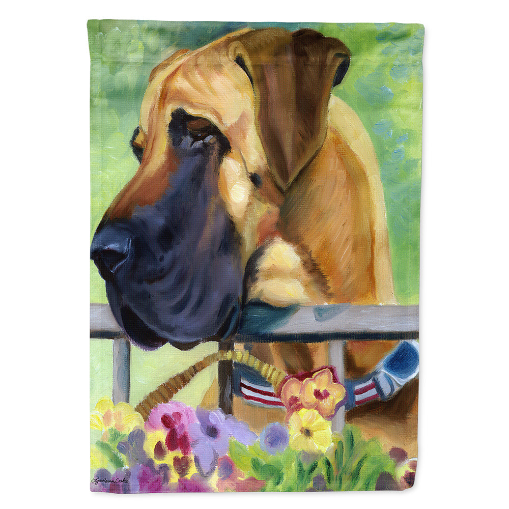 Great Dane Natural Ears Fawn in Flowers House Flag 28x40 Porch Sleeve Pole Decorative Outside Yard Banner Artwork Wall Hanging, Polyester