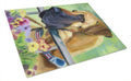 Great Dane Natural Ears Fawn in Flowers Cutting Board Tempered Glass Kitchen Cutting Surface, Heat Resistant Chopping, Non-Slip Feet, Food Prep & Serving