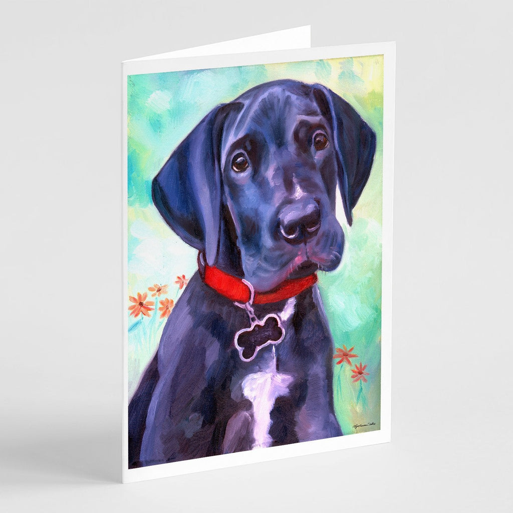Great Dane Natural Ears Black Pup Greeting Cards Pack of 8 Blank Cards with Envelopes Whimsical A7 Size 5x7