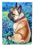 Fawn French Bulldog in Flowers House Flag 28x40 Porch Sleeve Pole Decorative Outside Yard Banner Artwork Wall Hanging, Polyester