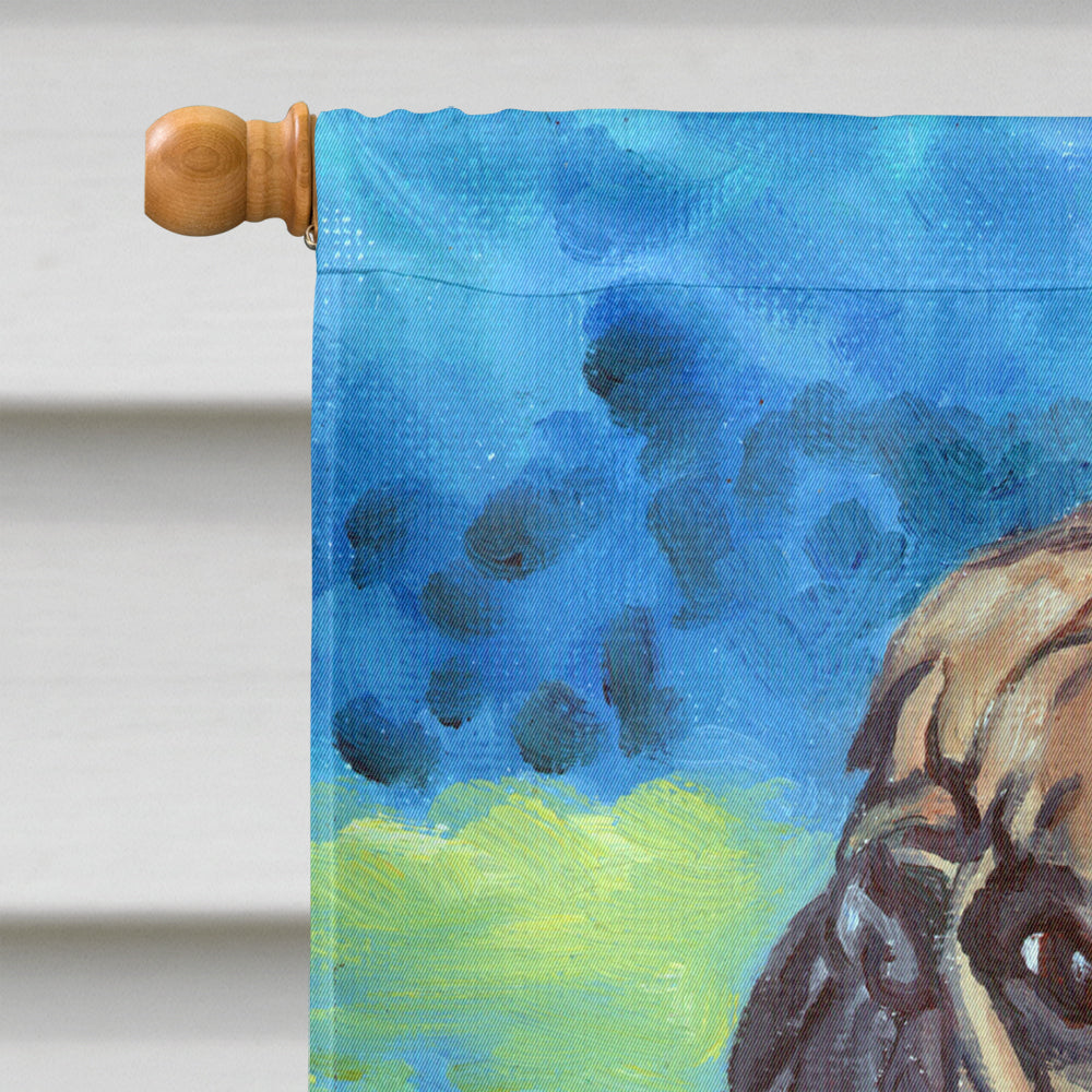 Fawn French Bulldog in Flowers House Flag 28x40 Porch Sleeve Pole Decorative Outside Yard Banner Artwork Wall Hanging, Polyester