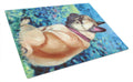 Fawn French Bulldog in Flowers Cutting Board Tempered Glass Kitchen Cutting Surface, Heat Resistant Chopping, Non-Slip Feet, Food Prep & Serving