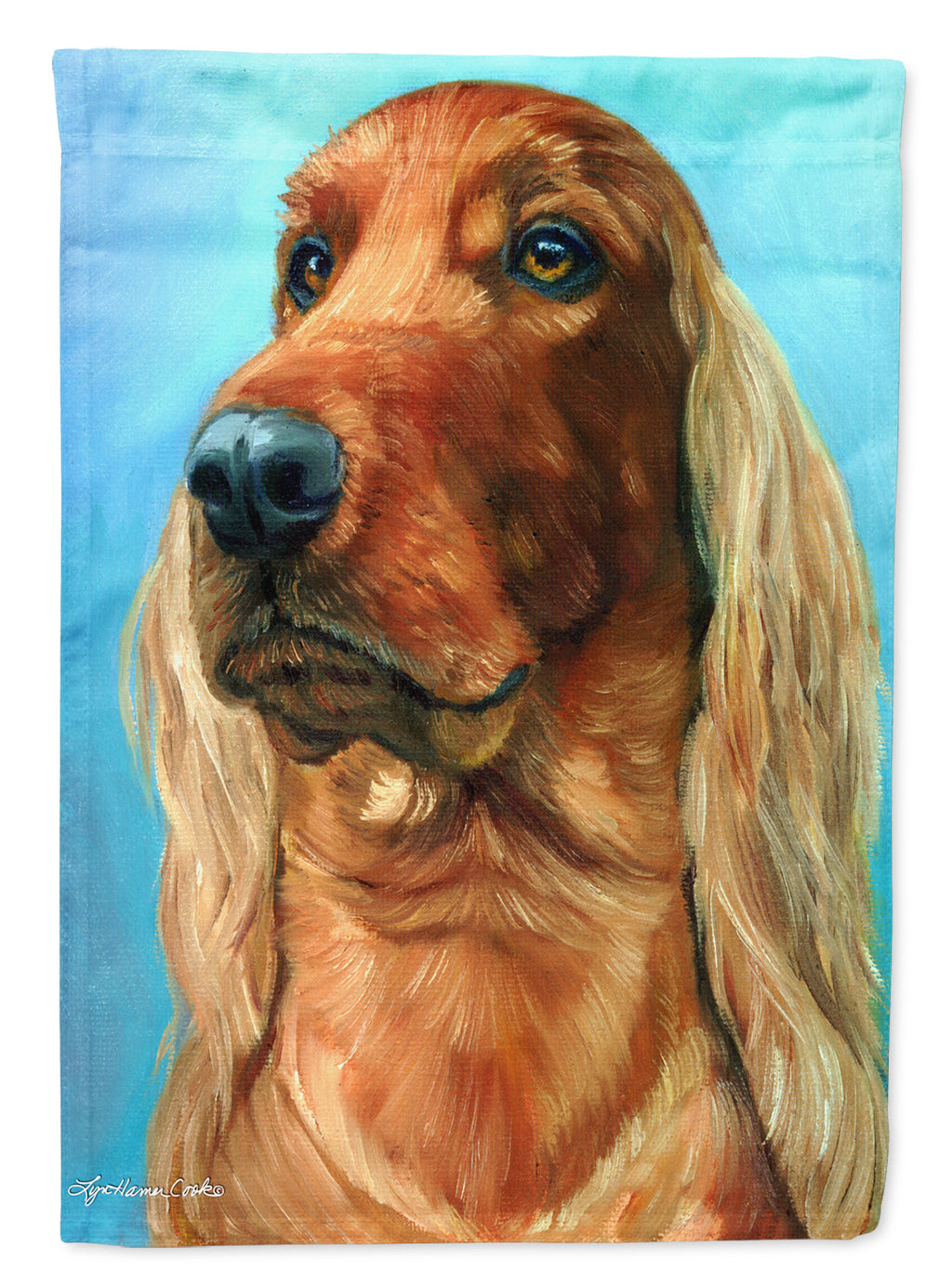 Irish Setter in Blue House Flag 28x40 Porch Sleeve Pole Decorative Outside Yard Banner Artwork Wall Hanging, Polyester