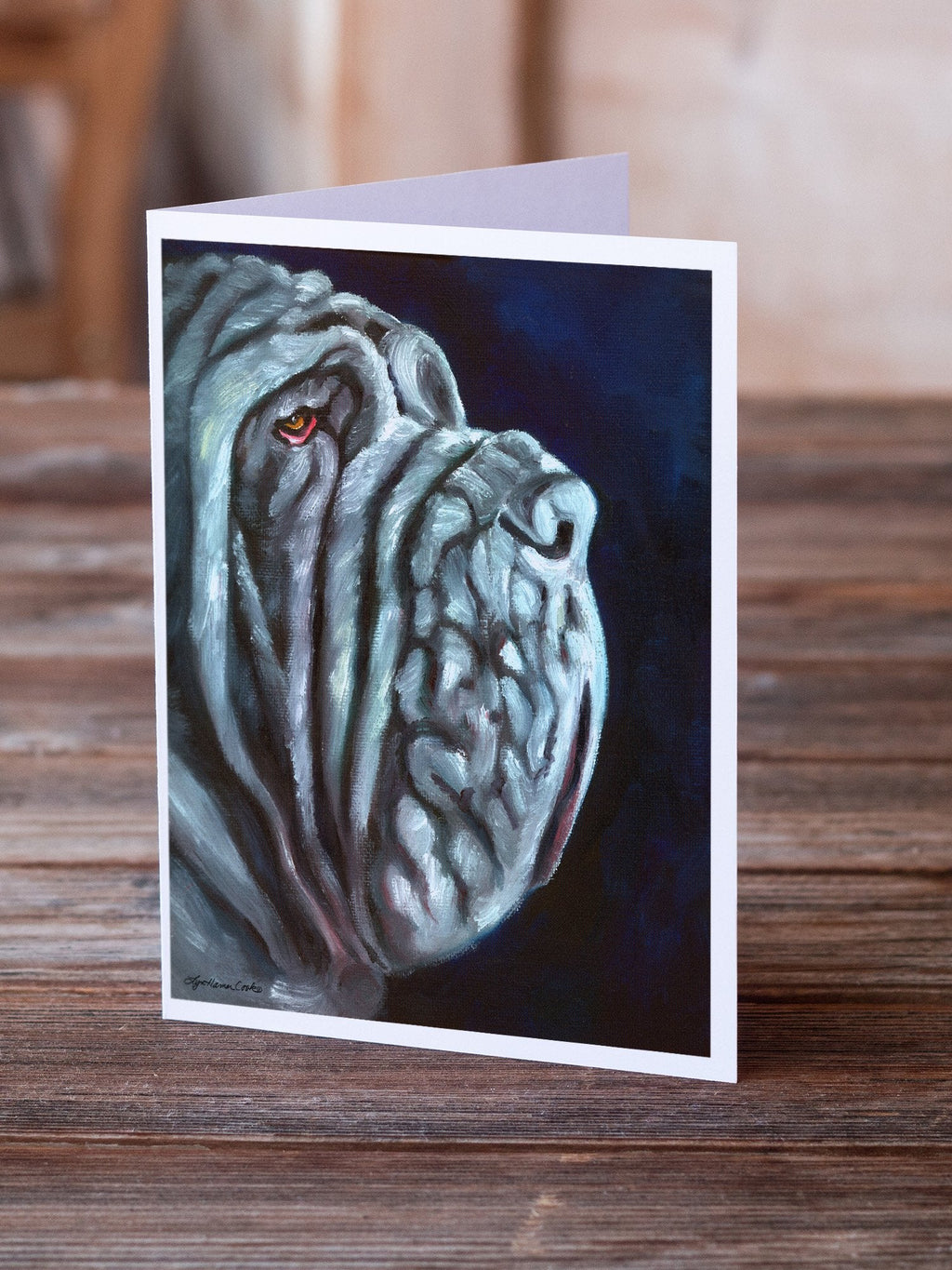 Neapolitan Mastiff Greeting Cards Pack of 8 Blank Cards with Envelopes Whimsical A7 Size 5x7