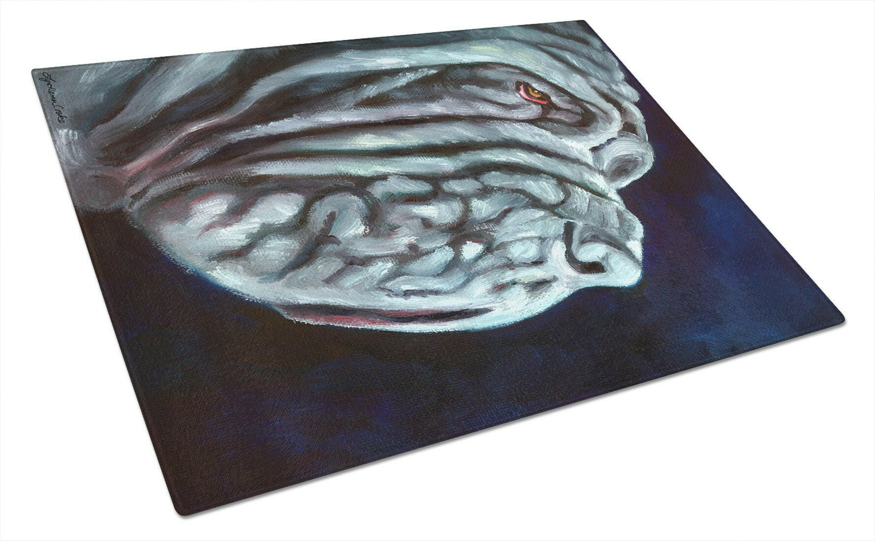 Neapolitan Mastiff Cutting Board Tempered Glass Kitchen Cutting Surface, Heat Resistant Chopping, Non-Slip Feet, Food Prep & Serving