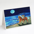 Corgi Beach Ride on Horse Greeting Cards Pack of 8 Blank Cards with Envelopes Whimsical A7 Size 5x7
