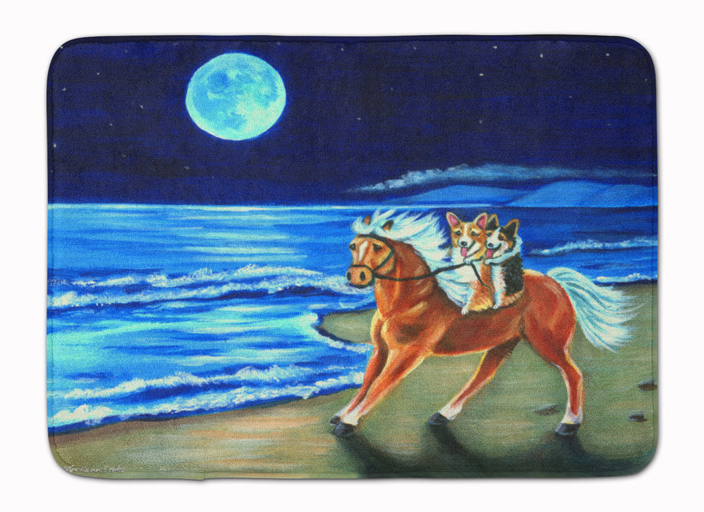 Corgi Beach Ride on Horse Memory Foam Kitchen Mat Machine Washable Anti-Fatigue Cushion Comfort Bath or Kitchen Rug