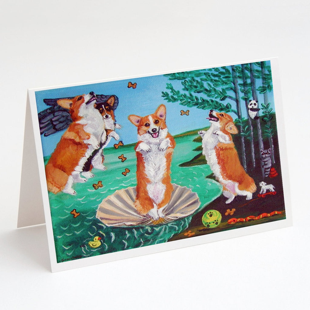 Corgi Birth of Venus Greeting Cards Pack of 8 Blank Cards with Envelopes Whimsical A7 Size 5x7