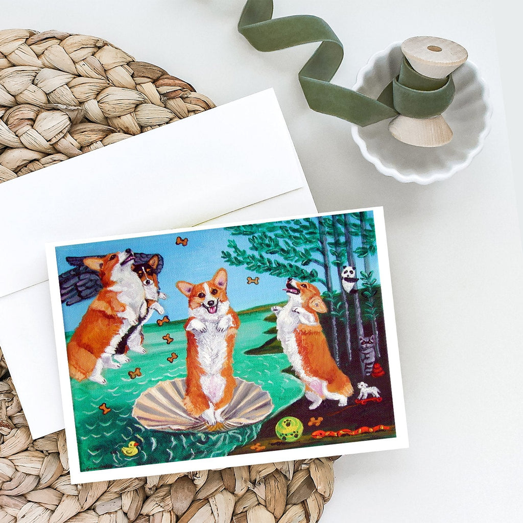 Corgi Birth of Venus Greeting Cards Pack of 8 Blank Cards with Envelopes Whimsical A7 Size 5x7