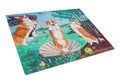 Corgi Birth of Venus Cutting Board Tempered Glass Kitchen Cutting Surface, Heat Resistant Chopping, Non-Slip Feet, Food Prep & Serving