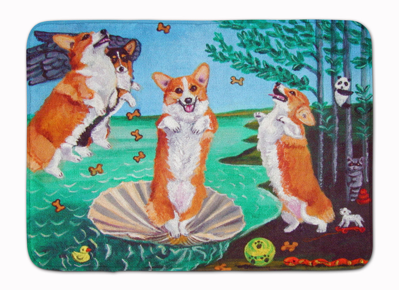 Corgi Birth of Venus Memory Foam Kitchen Mat Machine Washable Anti-Fatigue Cushion Comfort Bath or Kitchen Rug