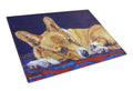 Corgi Birth of Venus Cutting Board Tempered Glass Kitchen Cutting Surface, Heat Resistant Chopping, Non-Slip Feet, Food Prep & Serving