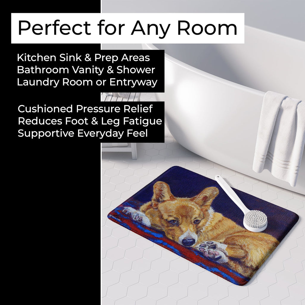 Corgi Birth of Venus Memory Foam Kitchen Mat Machine Washable Anti-Fatigue Cushion Comfort Bath or Kitchen Rug