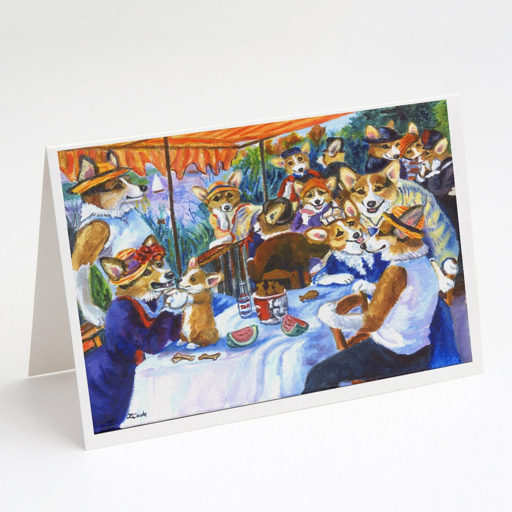 Corgi Boating Party Greeting Cards Pack of 8 Blank Cards with Envelopes Whimsical A7 Size 5x7