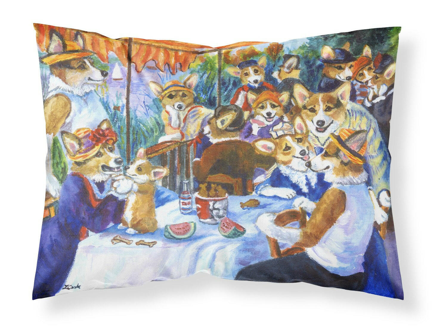 Corgi Boating Party Standard Pillowcase Lightweight Super Soft Easy Care Decorative Artwork Pillowcase, Standard