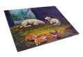 Corgi Chaos in the barn with sheep Cutting Board Tempered Glass Kitchen Cutting Surface, Heat Resistant Chopping, Non-Slip Feet, Food Prep & Serving