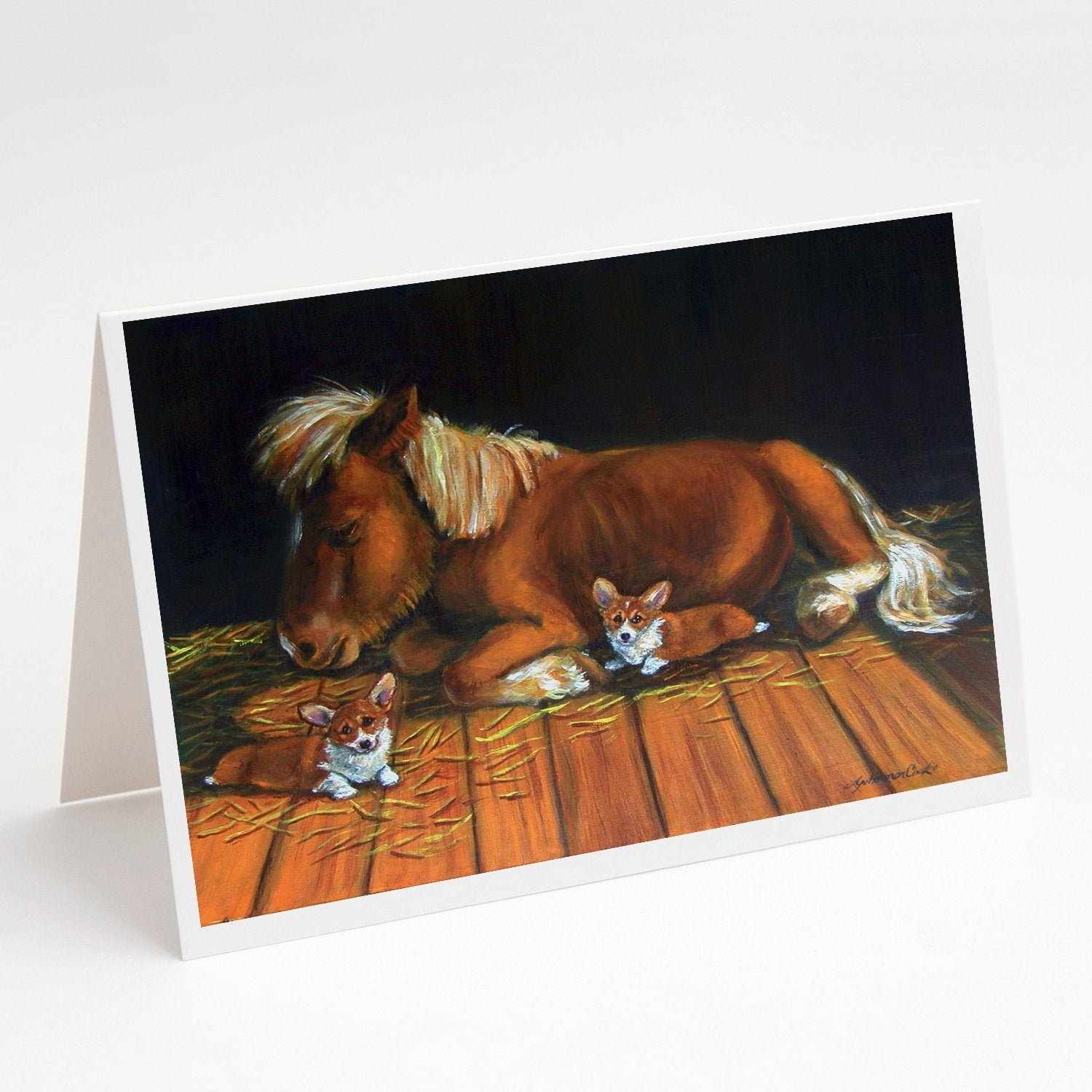 Corgi Snuggles the pony Greeting Cards Pack of 8 Blank Cards with Envelopes Whimsical A7 Size 5x7