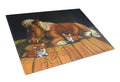 Corgi Snuggles the pony Cutting Board Tempered Glass Kitchen Cutting Surface, Heat Resistant Chopping, Non-Slip Feet, Food Prep & Serving