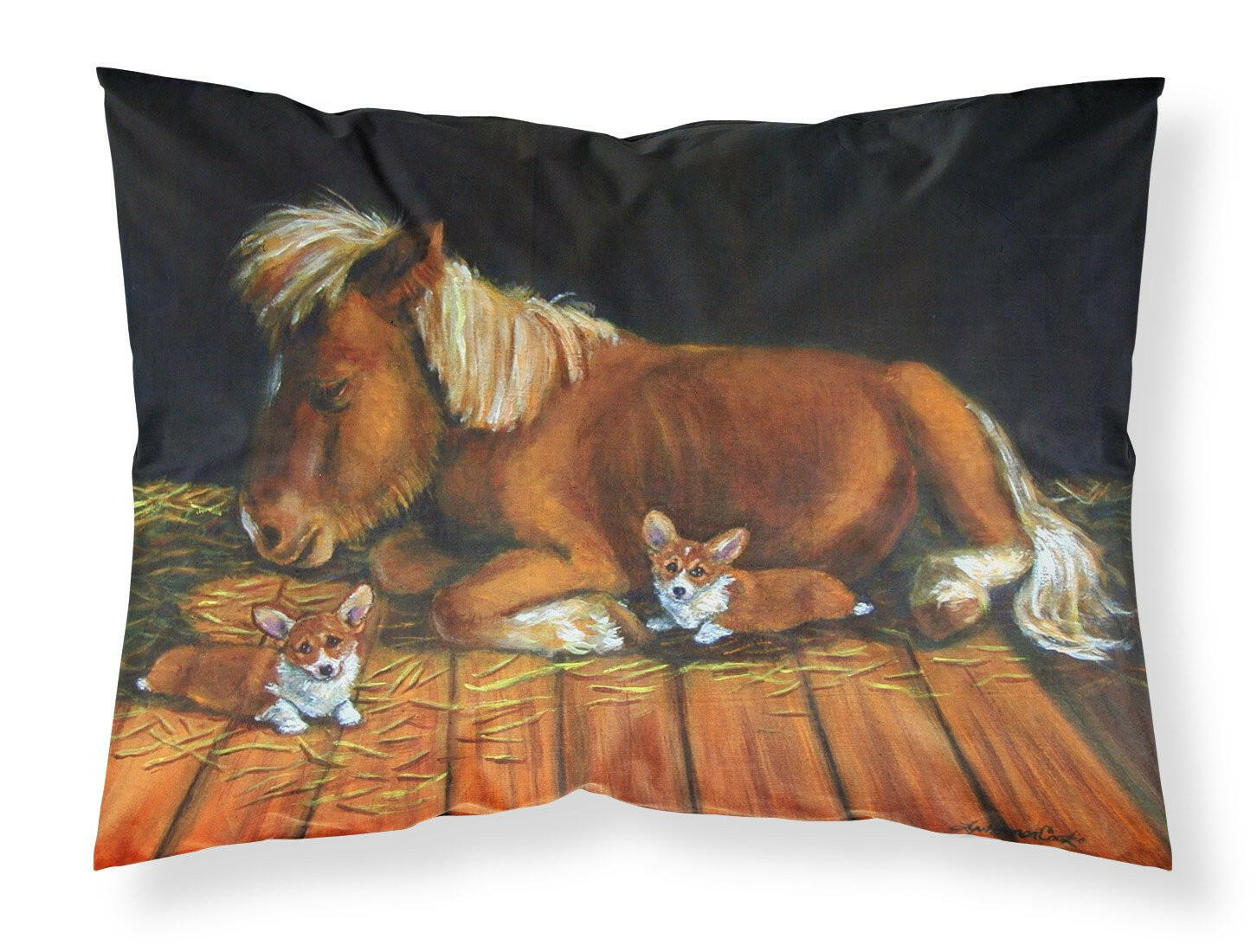 Corgi Snuggles the pony Standard Pillowcase Lightweight Super Soft Easy Care Decorative Artwork Pillowcase, Standard