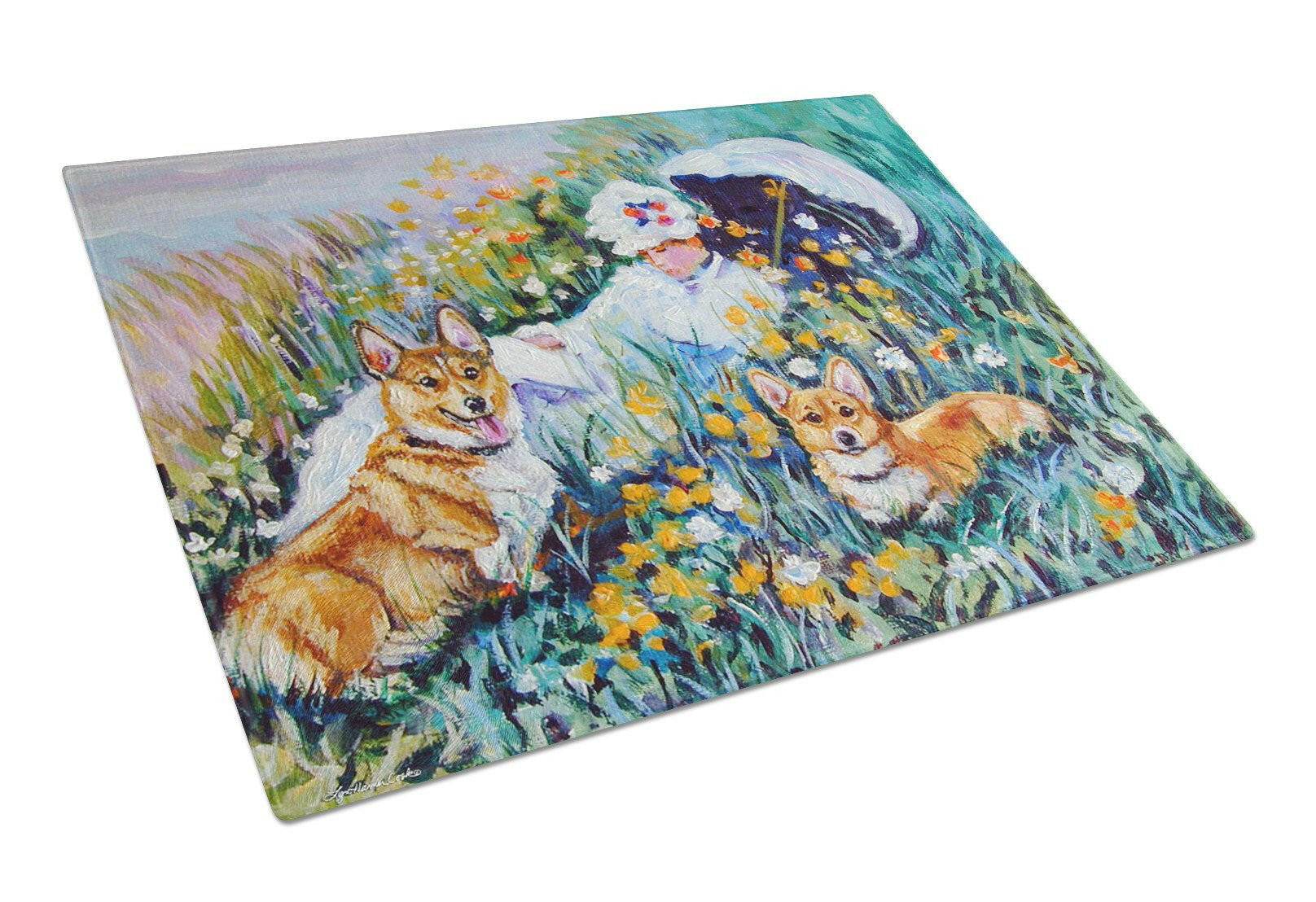 Corgi Classics Cutting Board Tempered Glass Kitchen Cutting Surface, Heat Resistant Chopping, Non-Slip Feet, Food Prep & Serving