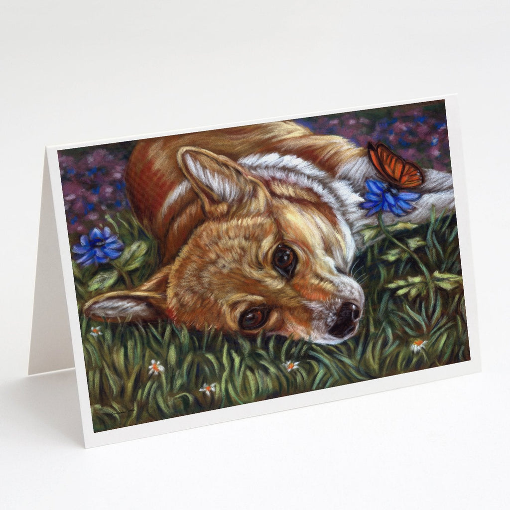 Corgi Pastel Butterfly Greeting Cards Pack of 8 Blank Cards with Envelopes Whimsical A7 Size 5x7