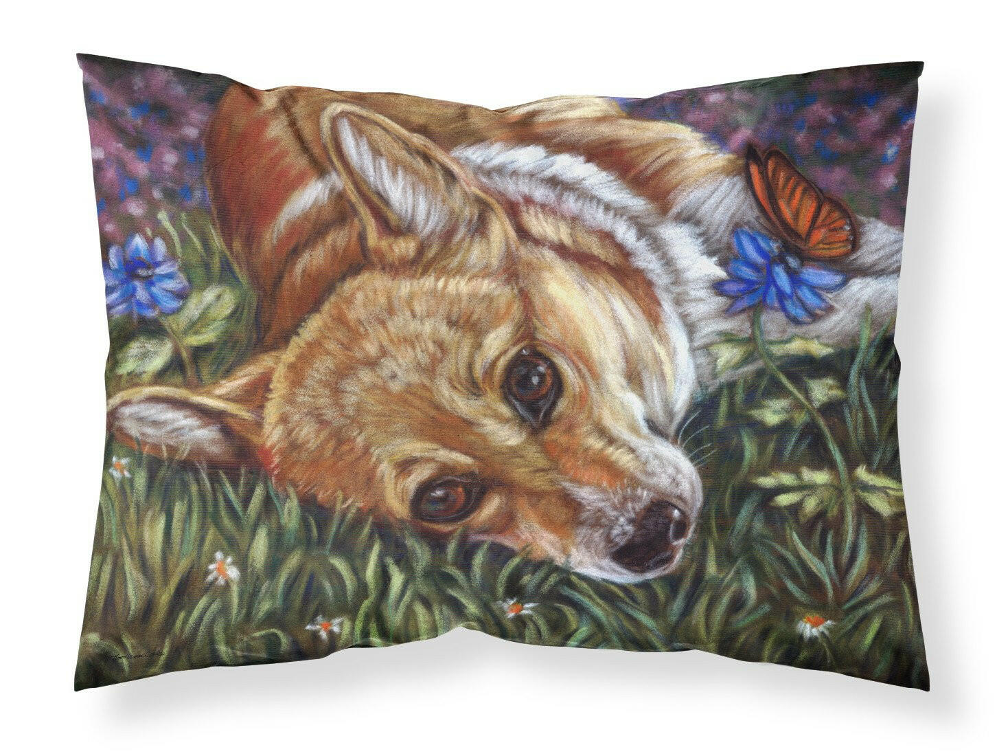 Corgi Pastel Butterfly Standard Pillowcase Lightweight Super Soft Easy Care Decorative Artwork Pillowcase, Standard