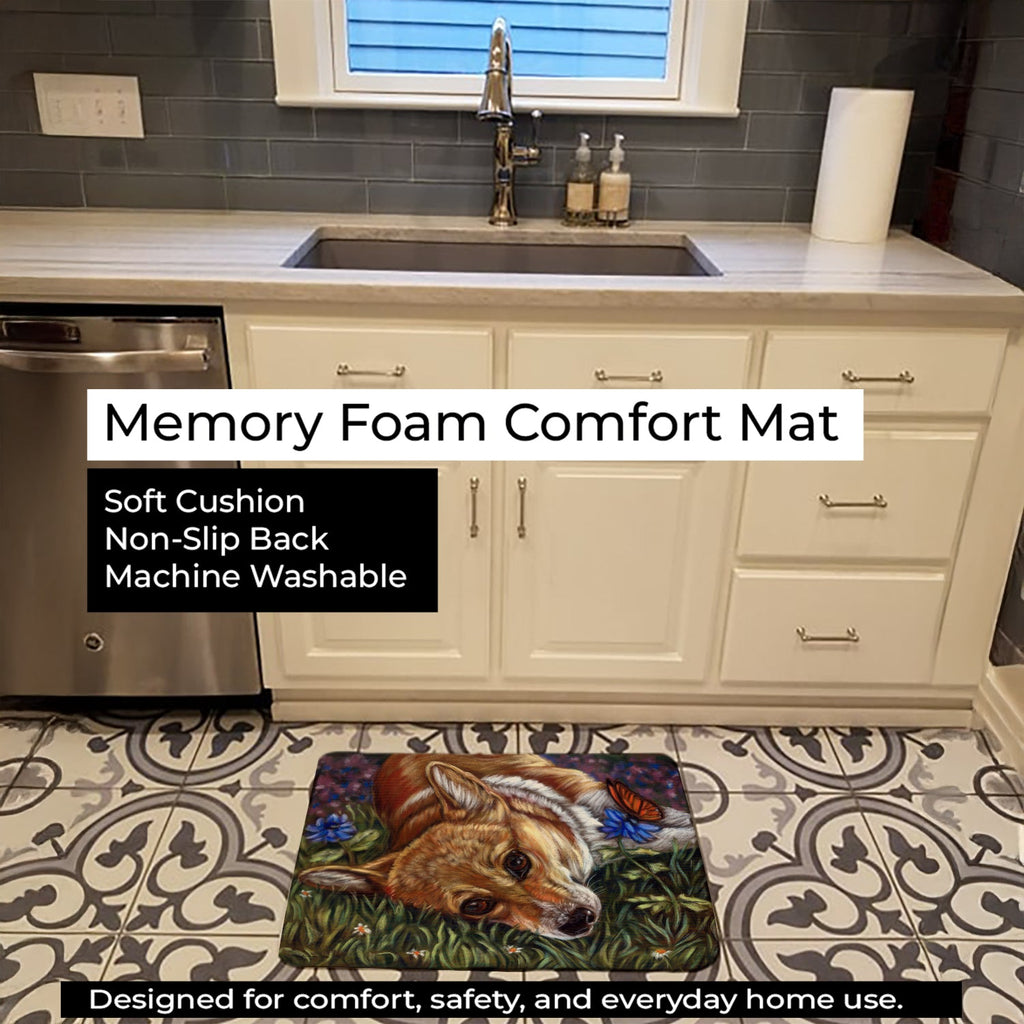 Corgi Pastel Butterfly Memory Foam Kitchen Mat Machine Washable Anti-Fatigue Cushion Comfort Bath or Kitchen Rug