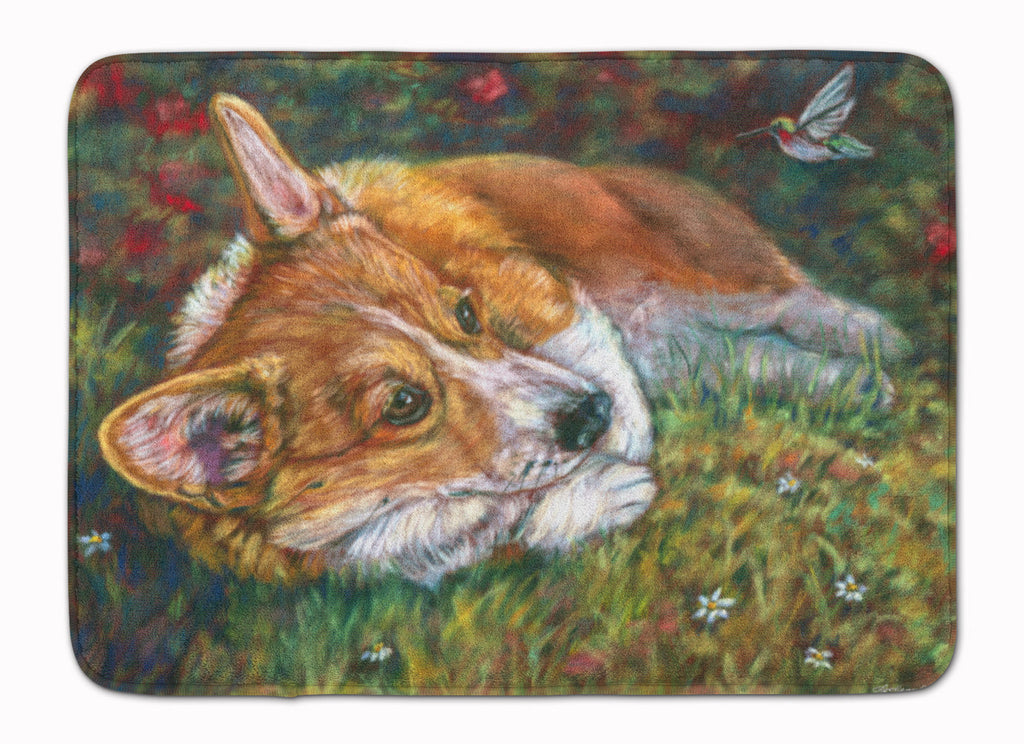 Corgi Pastel Hummingbird Memory Foam Kitchen Mat Machine Washable Anti-Fatigue Cushion Comfort Bath or Kitchen Rug