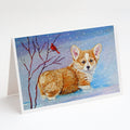 Corgi Pup Snow Cardinal Greeting Cards Pack of 8 Blank Cards with Envelopes Whimsical A7 Size 5x7