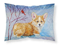 Corgi Pup Snow Cardinal Standard Pillowcase Lightweight Super Soft Easy Care Decorative Artwork Pillowcase, Standard