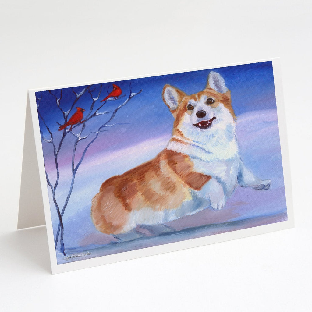 Corgi Snow Cardinal Greeting Cards Pack of 8 Blank Cards with Envelopes Whimsical A7 Size 5x7