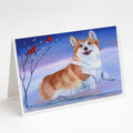 Corgi Snow Cardinal Greeting Cards Pack of 8 Blank Cards with Envelopes Whimsical A7 Size 5x7