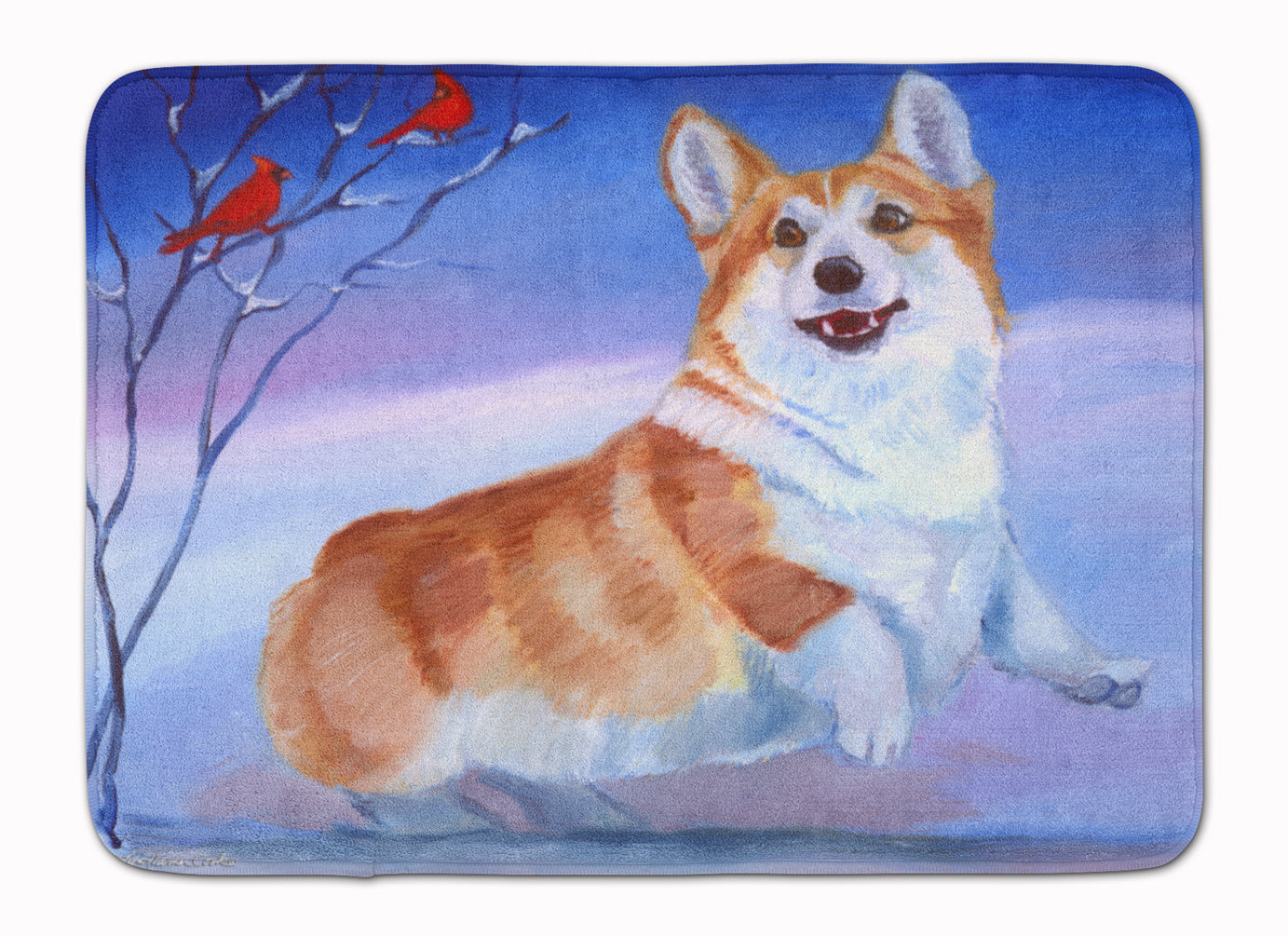 Corgi Snow Cardinal Memory Foam Kitchen Mat Machine Washable Anti-Fatigue Cushion Comfort Bath or Kitchen Rug