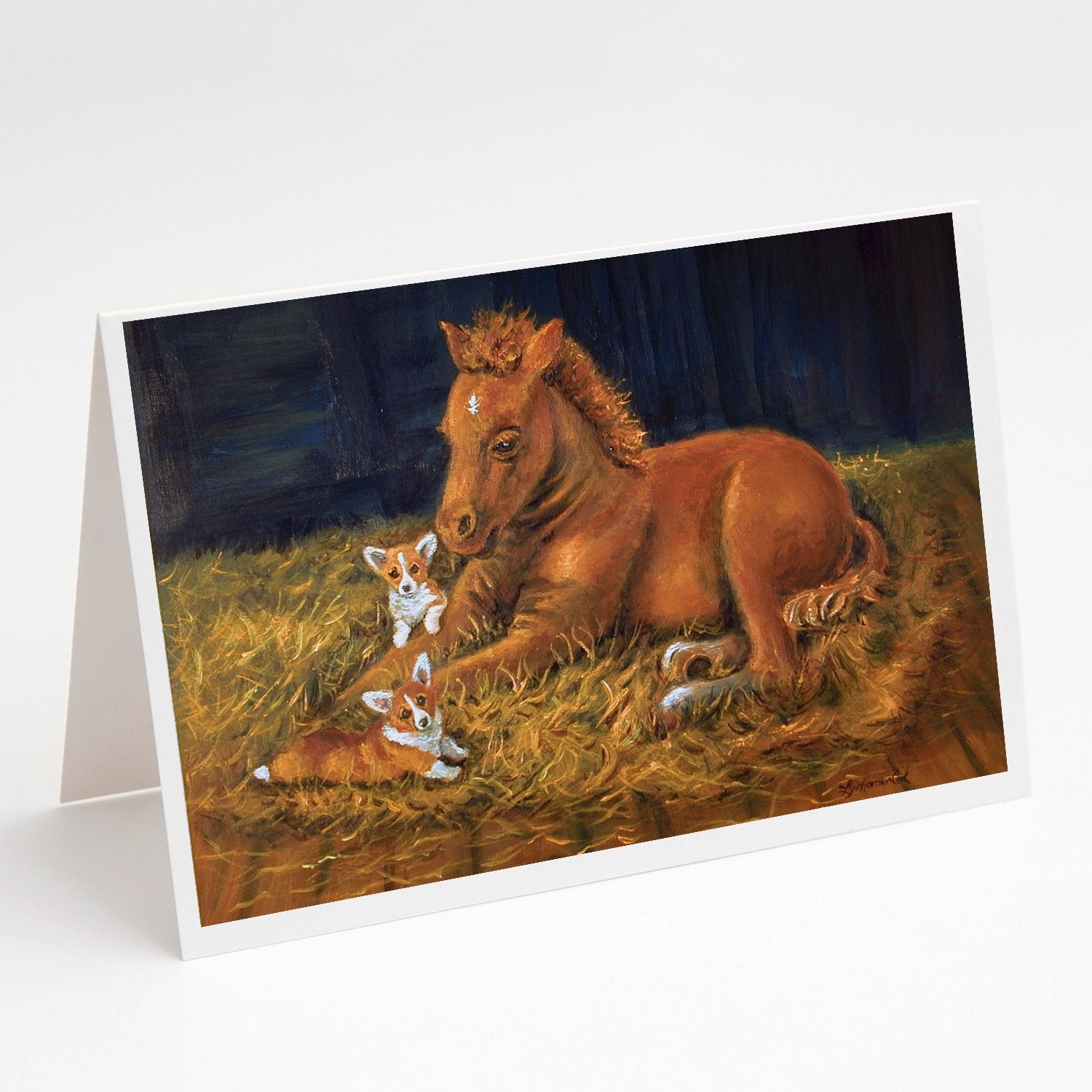 Corgi Sunrise with Colt  Greeting Cards Pack of 8 Blank Cards with Envelopes Whimsical A7 Size 5x7