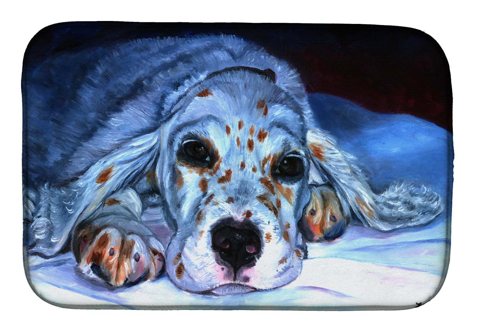English Setter Pup Dish Drying Mat Absorbent Dish Drying Mat Pad for Kitchen Counter Dish Drainer Mat for Countertop, 14 x 21", Multicolor