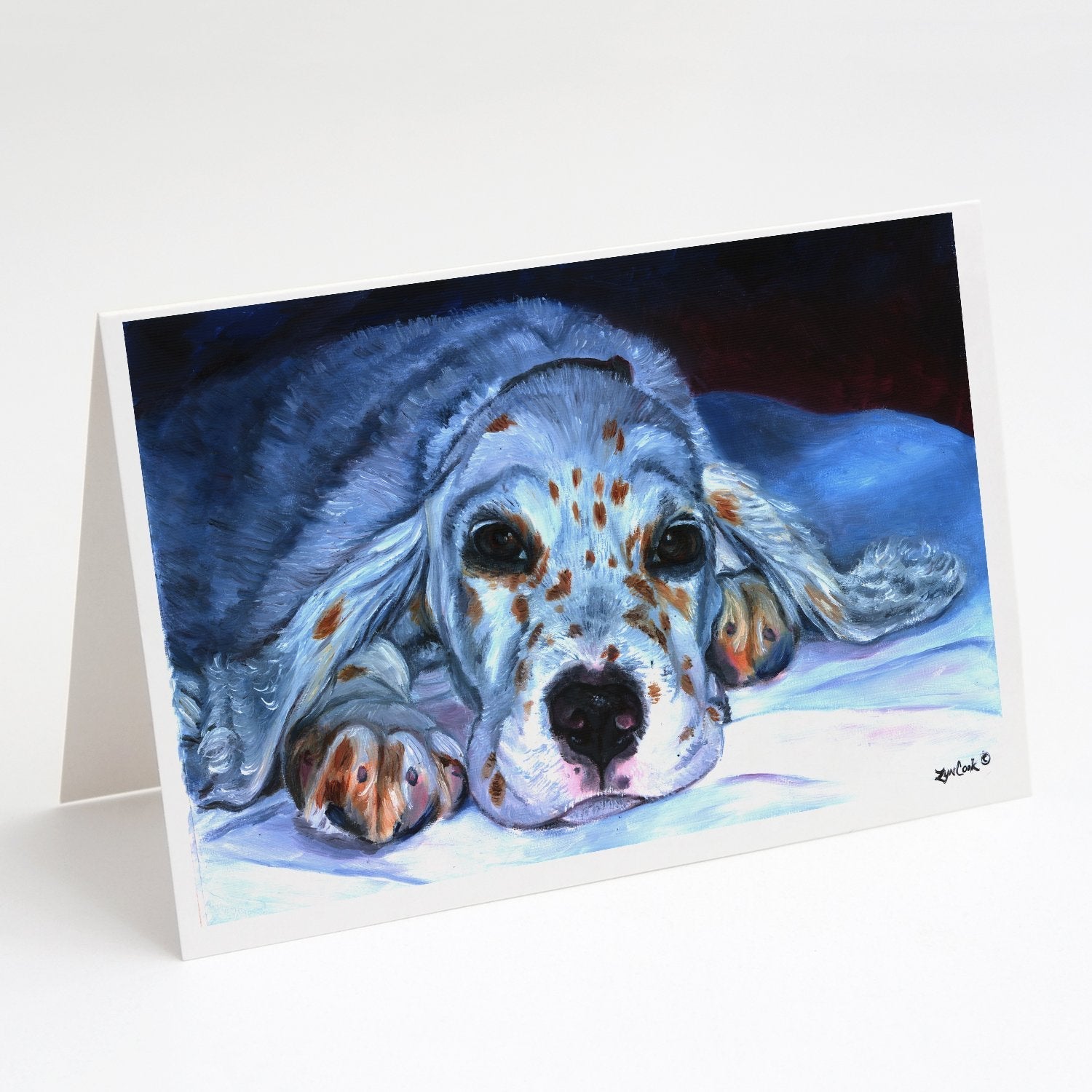 English Setter Pup Greeting Cards Pack of 8 Blank Cards with Envelopes Whimsical A7 Size 5x7
