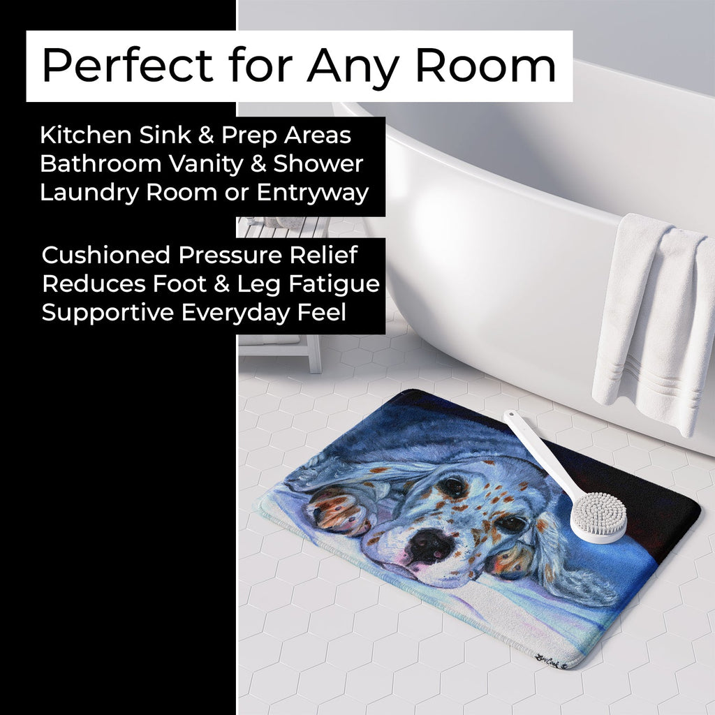 English Setter Pup Memory Foam Kitchen Mat Machine Washable Anti-Fatigue Cushion Comfort Bath or Kitchen Rug