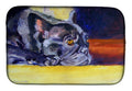Black French Bulldog Sunny Dish Drying Mat Absorbent Dish Drying Mat Pad for Kitchen Counter Dish Drainer Mat for Countertop, 14 x 21", Multicolor