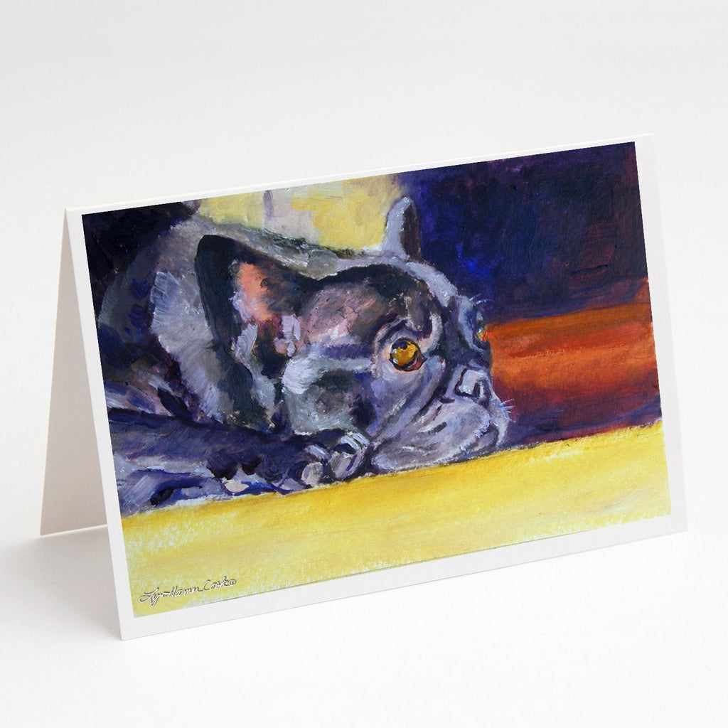 Black French Bulldog Sunny Greeting Cards Pack of 8 Blank Cards with Envelopes Whimsical A7 Size 5x7