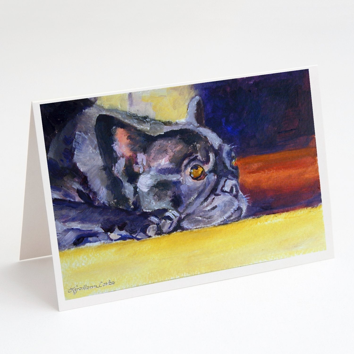Black French Bulldog Sunny Greeting Cards Pack of 8 Blank Cards with Envelopes Whimsical A7 Size 5x7