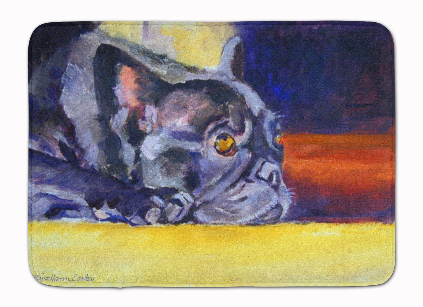 Black French Bulldog Sunny Memory Foam Kitchen Mat Machine Washable Anti-Fatigue Cushion Comfort Bath or Kitchen Rug