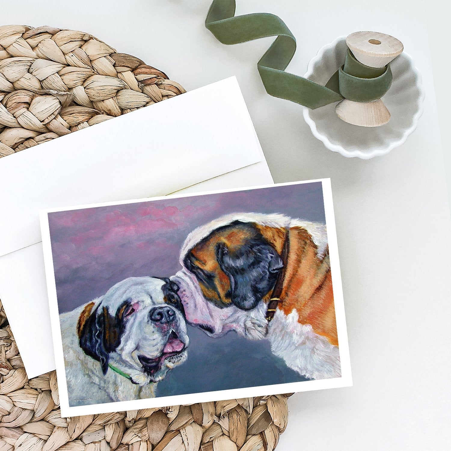 Saint Bernard Whisperear Greeting Cards Pack of 8 Blank Cards with Envelopes Whimsical A7 Size 5x7