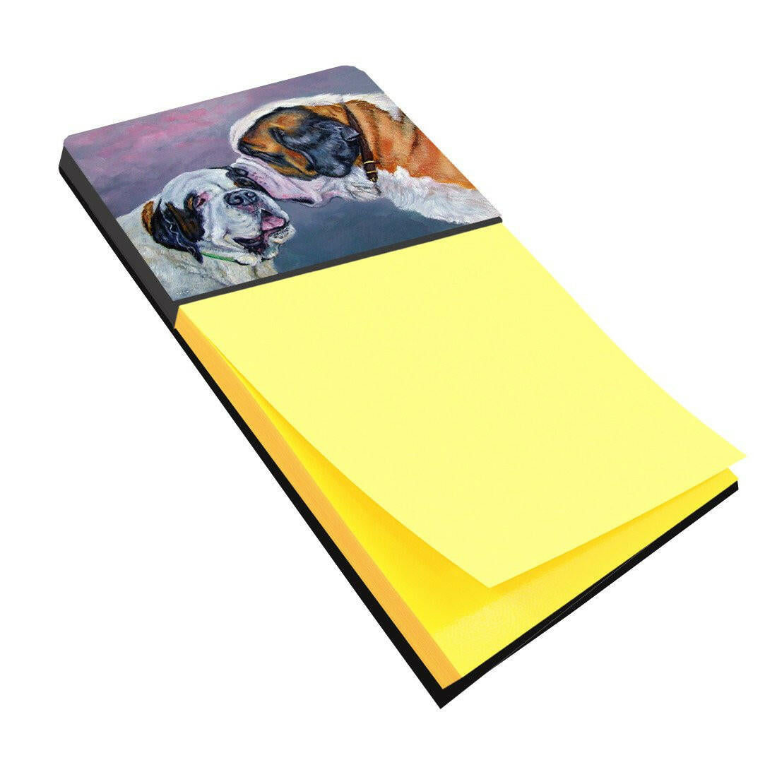 Saint Bernard Whisperear Watercolor Sticky Note Holder Refillable Dispenser Desk Accessory 3x3 Pad Gift