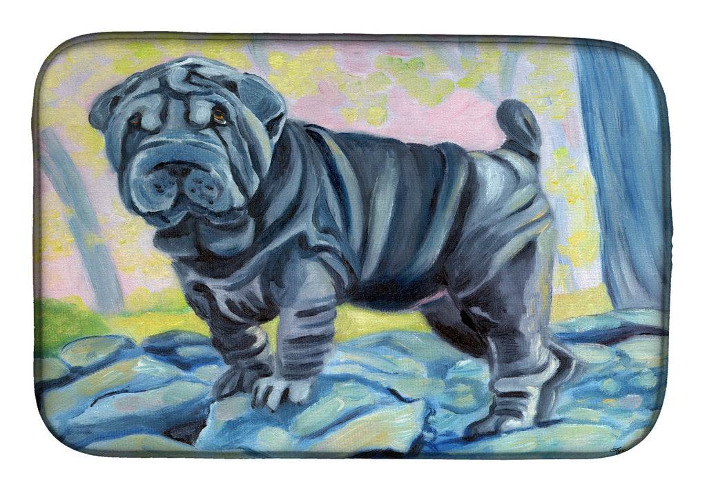 Blue Shar Pei Dish Drying Mat Absorbent Dish Drying Mat Pad for Kitchen Counter Dish Drainer Mat for Countertop, 14 x 21", Multicolor