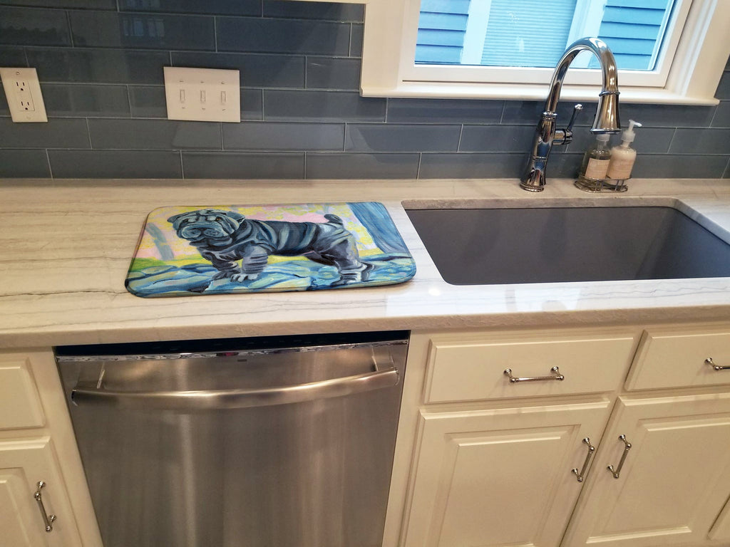 Blue Shar Pei Dish Drying Mat Absorbent Dish Drying Mat Pad for Kitchen Counter Dish Drainer Mat for Countertop, 14 x 21", Multicolor