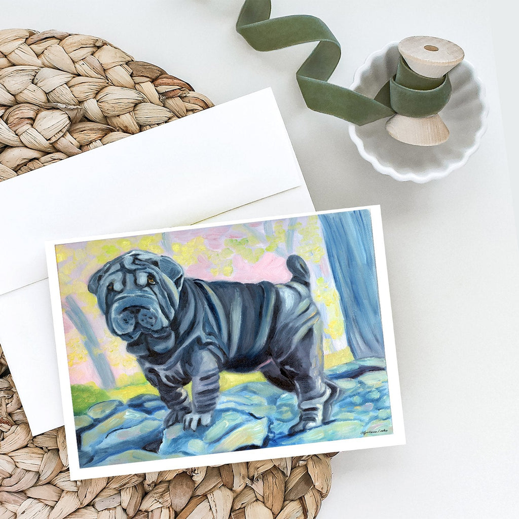 Blue Shar Pei Greeting Cards Pack of 8 Blank Cards with Envelopes Whimsical A7 Size 5x7