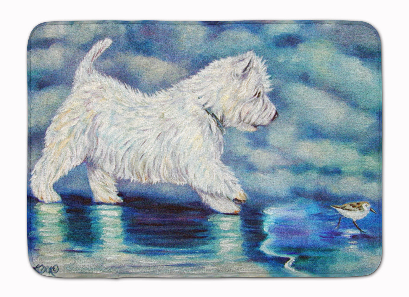 Misty Westie Memory Foam Kitchen Mat Machine Washable Anti-Fatigue Cushion Comfort Bath or Kitchen Rug